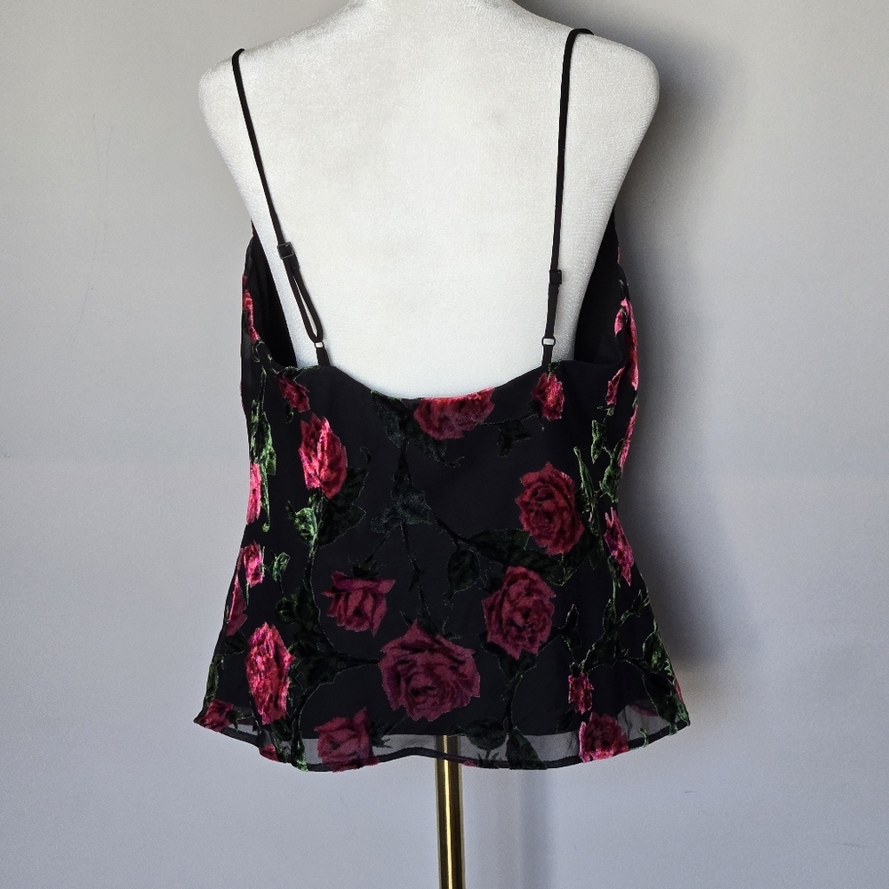 Revolve NBD Harmony Cami Top in 90s Rose Velvet Burnout with Pink Roses Size M - Picture 10 of 11